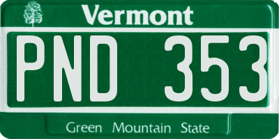 VT license plate PND353