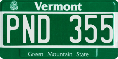 VT license plate PND355