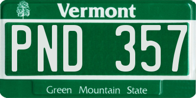 VT license plate PND357