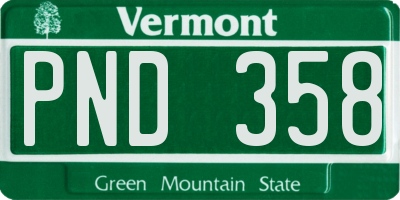 VT license plate PND358