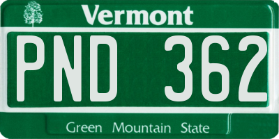VT license plate PND362