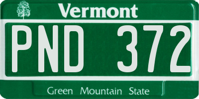 VT license plate PND372