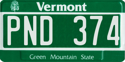 VT license plate PND374