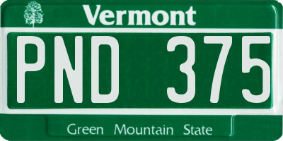 VT license plate PND375