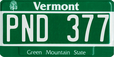 VT license plate PND377
