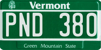 VT license plate PND380