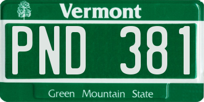 VT license plate PND381