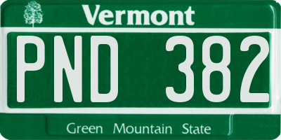 VT license plate PND382