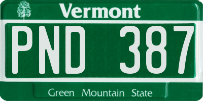 VT license plate PND387