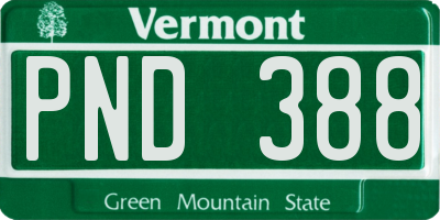 VT license plate PND388