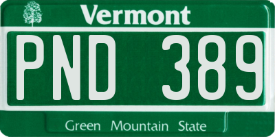 VT license plate PND389