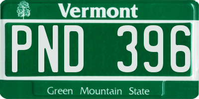 VT license plate PND396