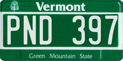 VT license plate PND397