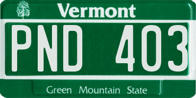 VT license plate PND403