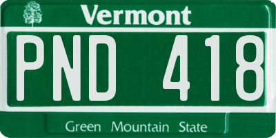 VT license plate PND418