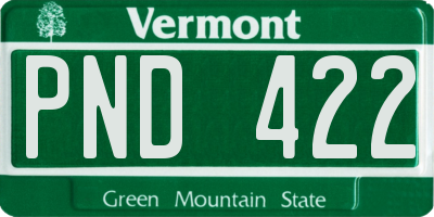 VT license plate PND422