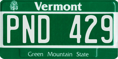 VT license plate PND429