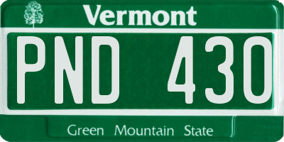 VT license plate PND430