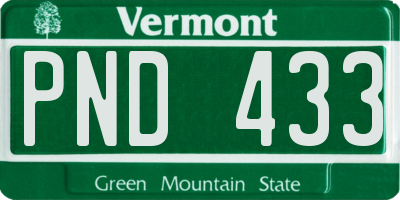VT license plate PND433