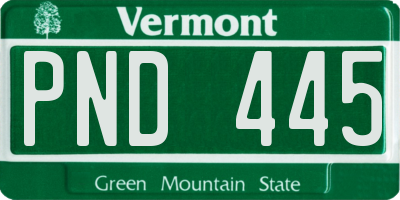 VT license plate PND445