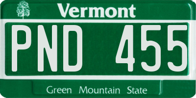 VT license plate PND455