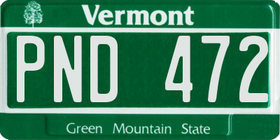 VT license plate PND472