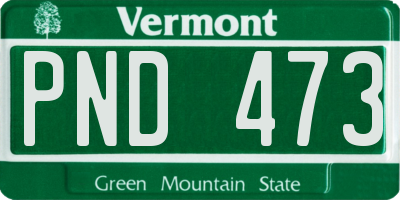 VT license plate PND473