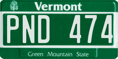 VT license plate PND474