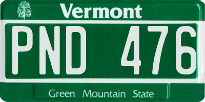 VT license plate PND476