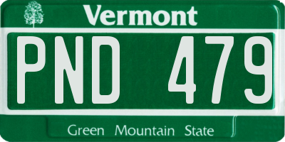 VT license plate PND479
