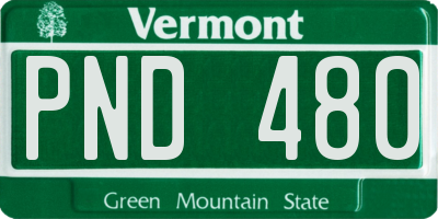 VT license plate PND480