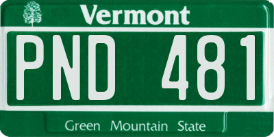 VT license plate PND481