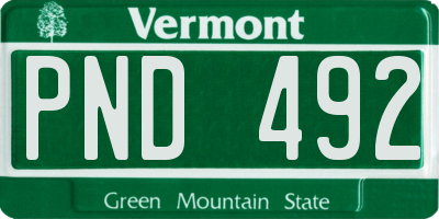 VT license plate PND492