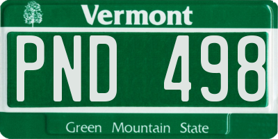 VT license plate PND498
