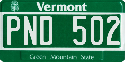 VT license plate PND502
