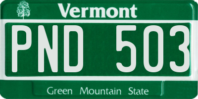 VT license plate PND503