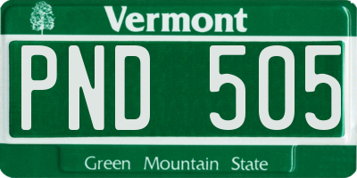 VT license plate PND505
