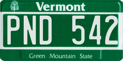 VT license plate PND542