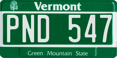 VT license plate PND547
