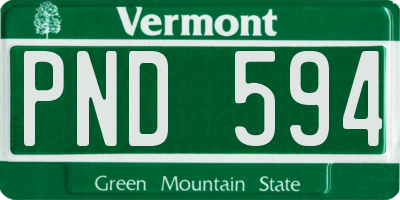 VT license plate PND594