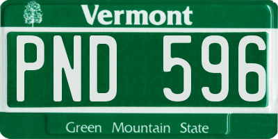 VT license plate PND596