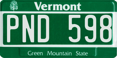 VT license plate PND598
