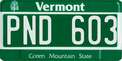 VT license plate PND603