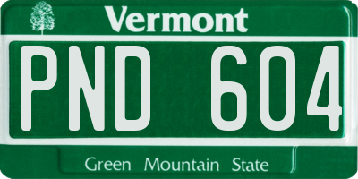 VT license plate PND604