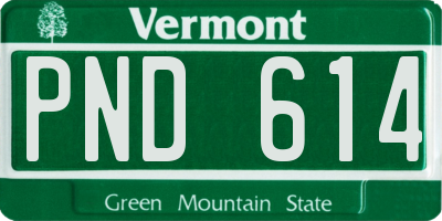 VT license plate PND614