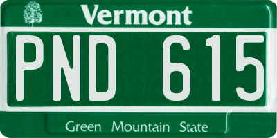 VT license plate PND615