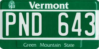 VT license plate PND643