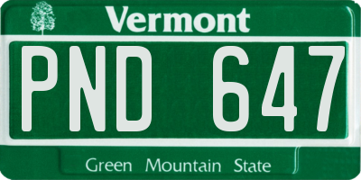 VT license plate PND647