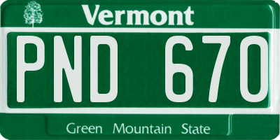 VT license plate PND670