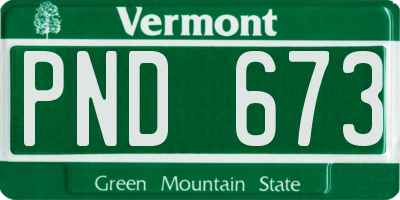 VT license plate PND673